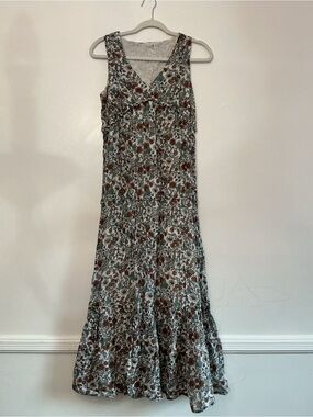Floral Maxi Dress in Green and Brown